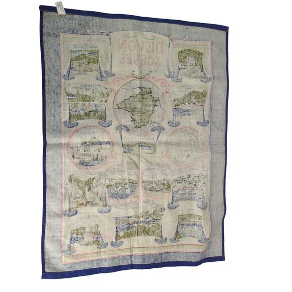 Vintage Devon United Kingdom Souvenir Cotton Tea Towel 20x26" Great Britain - Picture 5 of 5